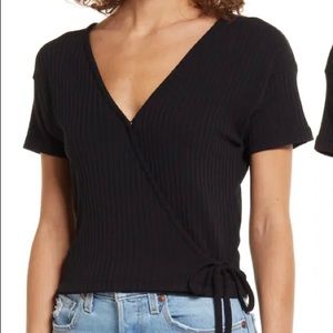XS Madewell Black Wrap Crop Top